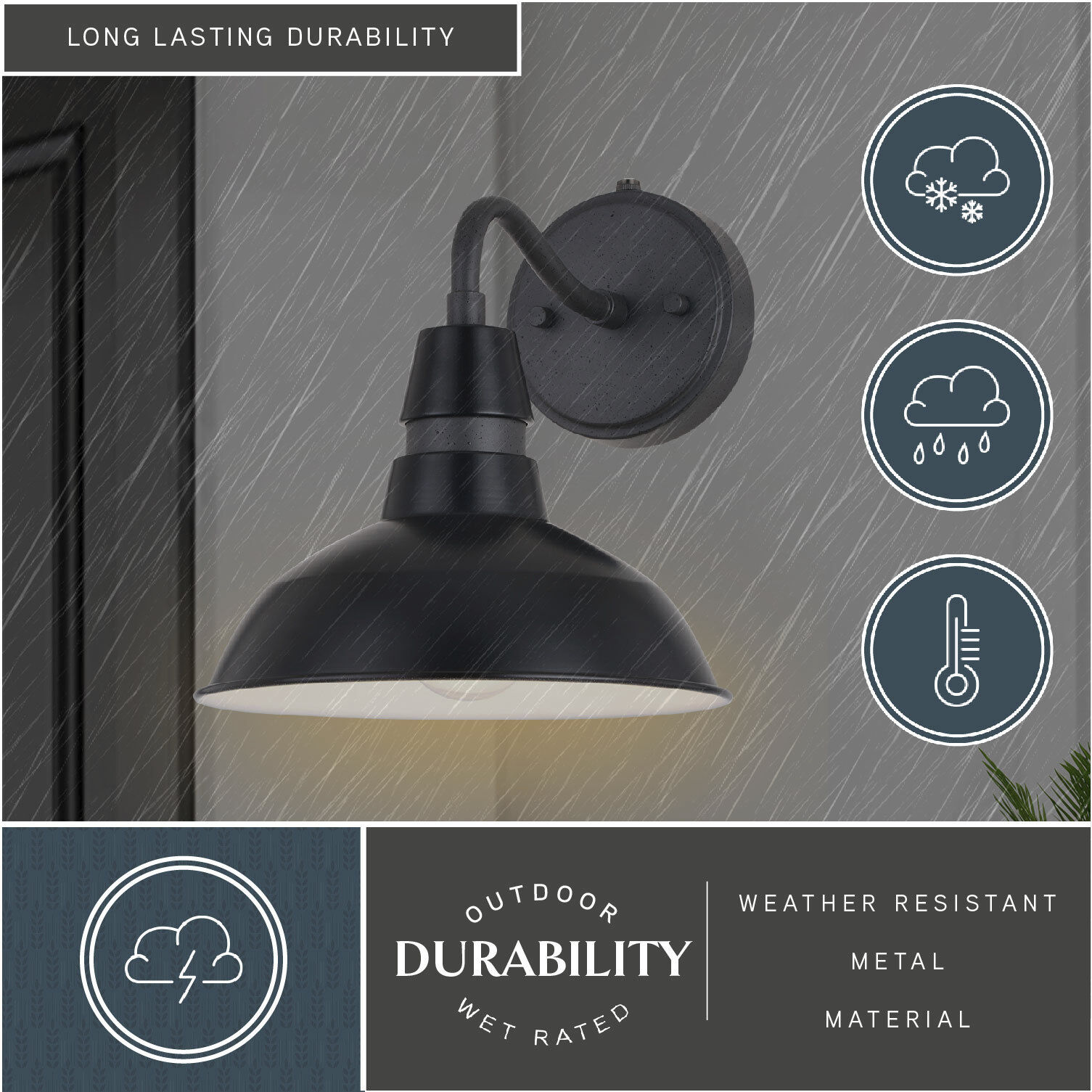 Buena Park LED 10 inch Black and Vintage Black with Matte White Inner Outdoor Wall