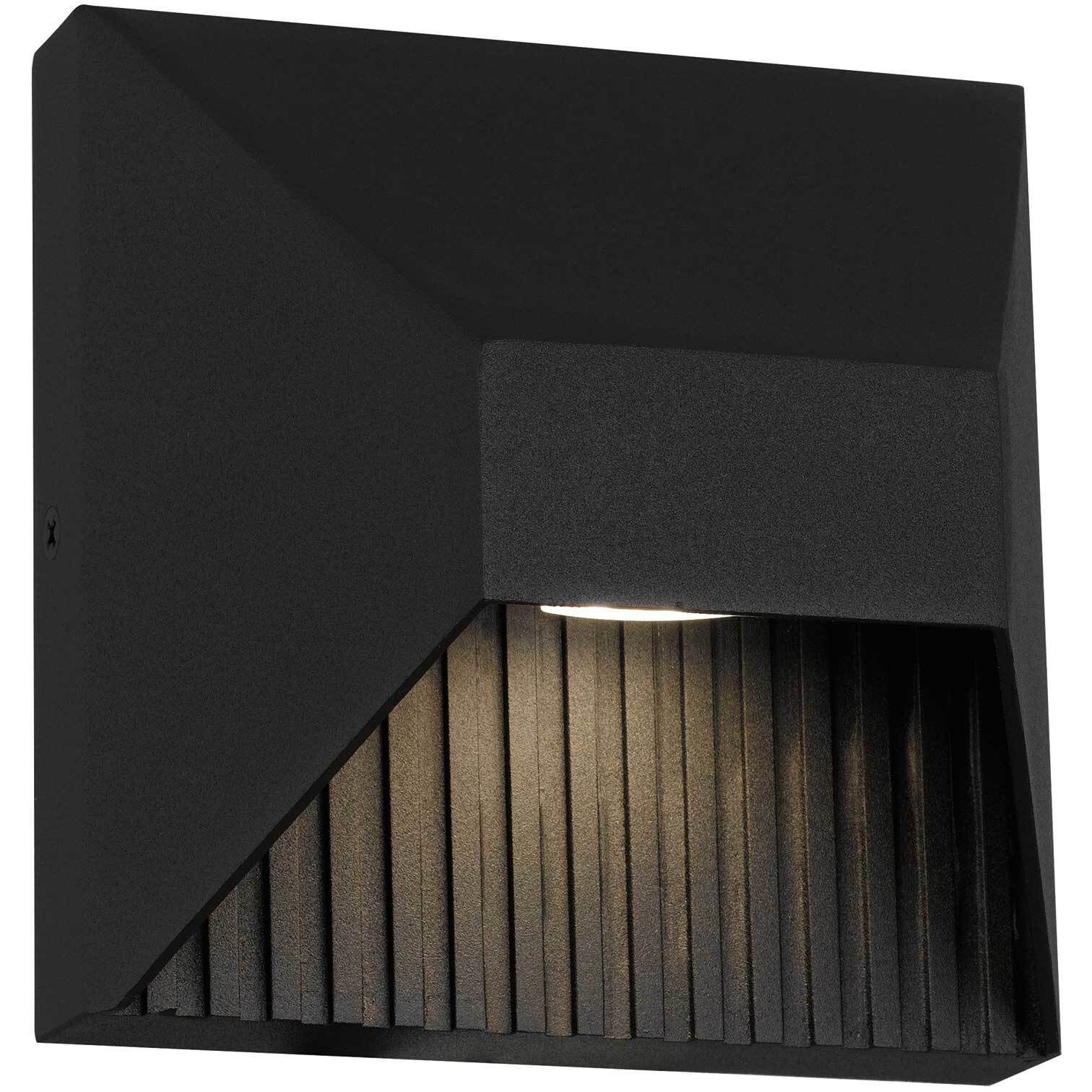 Ribbed LED 5.13 inch Sand Black Outdoor Wall Sconce