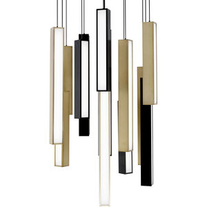 Chaos 13 Light 20 inch Black Aged Brass Multi-Light Pendant Ceiling Light