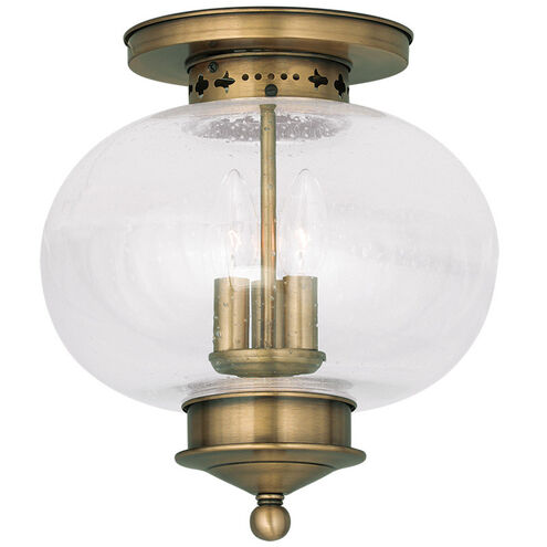 Harbor 3 Light 11 inch Antique Brass Semi-Flush Mount Ceiling Light