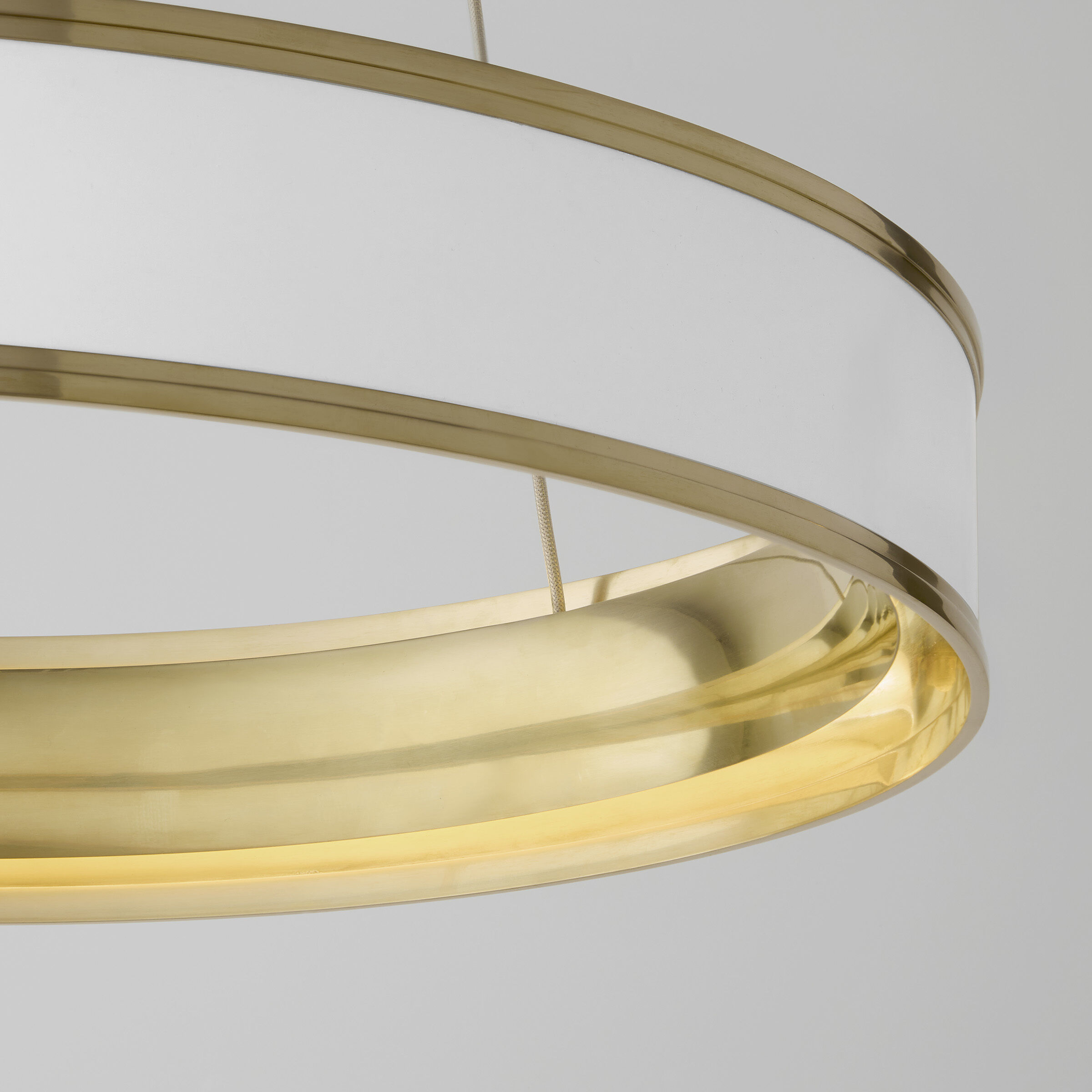 Chapman & Myers Connery LED 30 inch Matte White  and  Antique-Burnished Brass Ring Chandelier Ceiling Light in Matte White and Antique-Burnished Brass