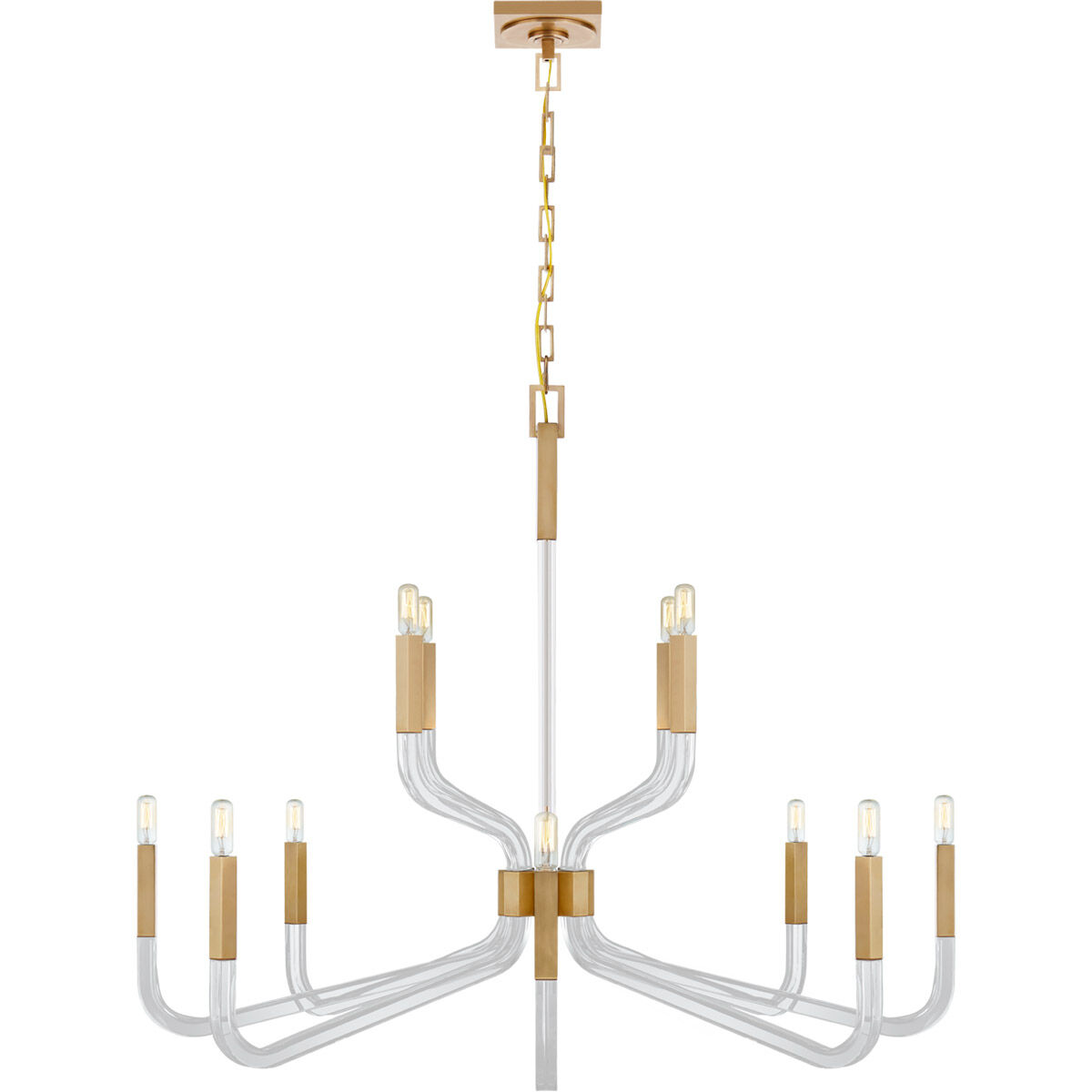 Chapman & Myers Reagan 12 Light 44.75 inch Antique-Burnished Brass and Crystal Two Tier Chandelier Ceiling Light in (None), Grande