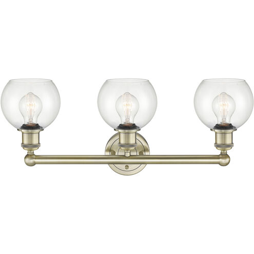 Athens 3 Light 24 inch Antique Brass and Clear Bath Vanity Light Wall Light