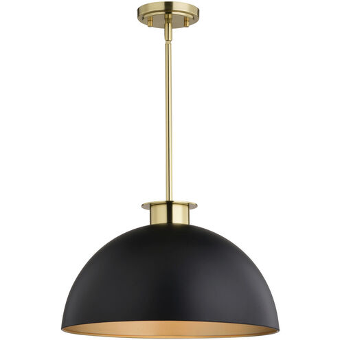 Devon LED 15.75 inch Matte Black and Satin Brass Pendant Ceiling Light