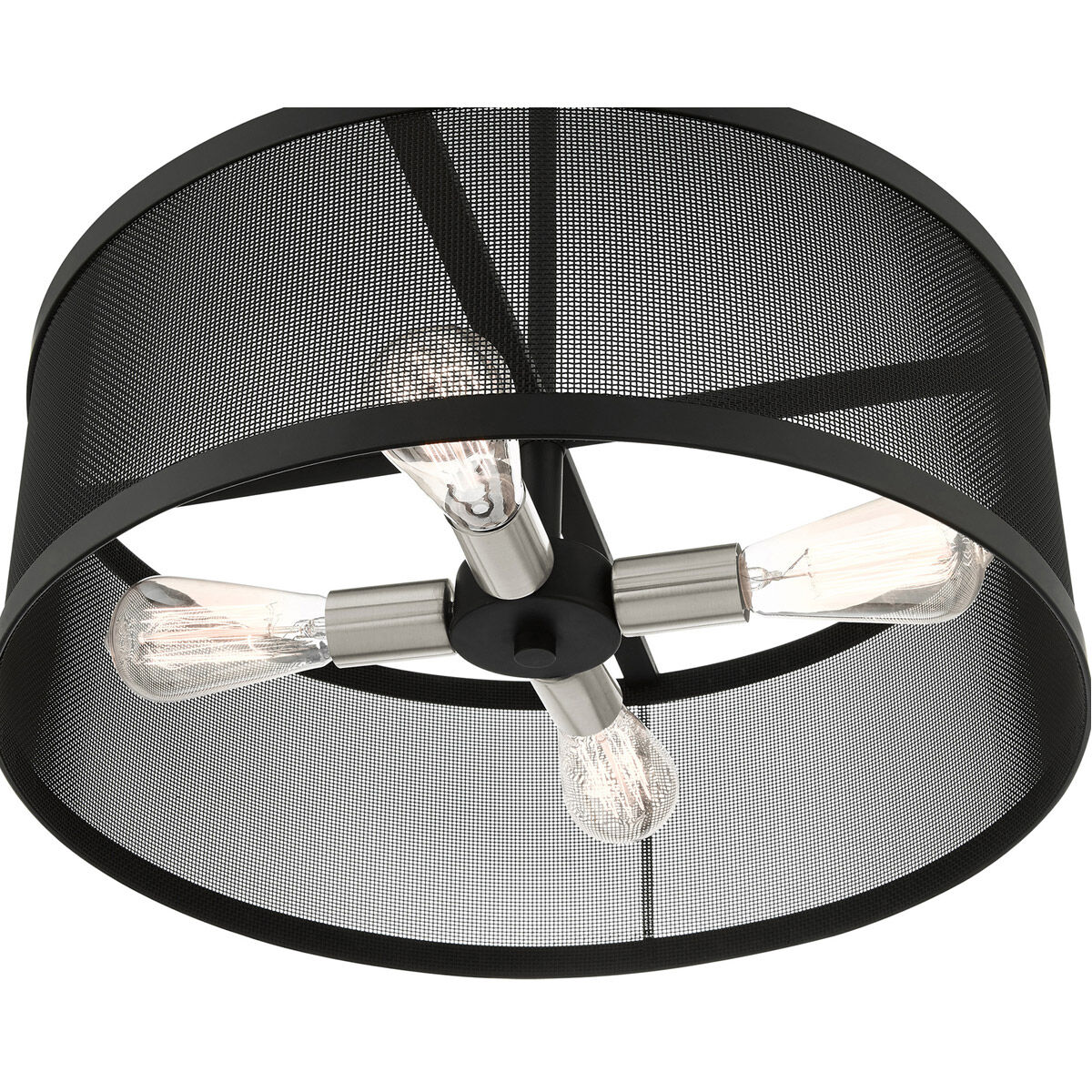 Industro 4 Light 20 inch Black with Brushed Nickel Accents Chandelier Ceiling Light