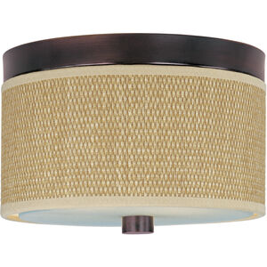 Elements 2 Light 10 inch Oil Rubbed Bronze Flush Mount Ceiling Light in Grass Cloth