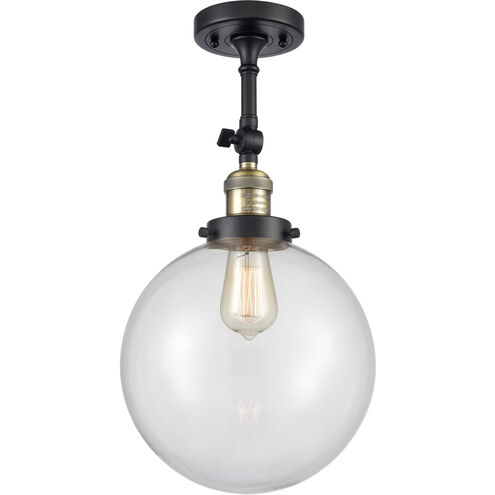 Franklin Restoration X-Large Beacon 1 Light 10 inch Black Antique Brass Semi-Flush Mount Ceiling Light in Clear Glass, Franklin Restoration