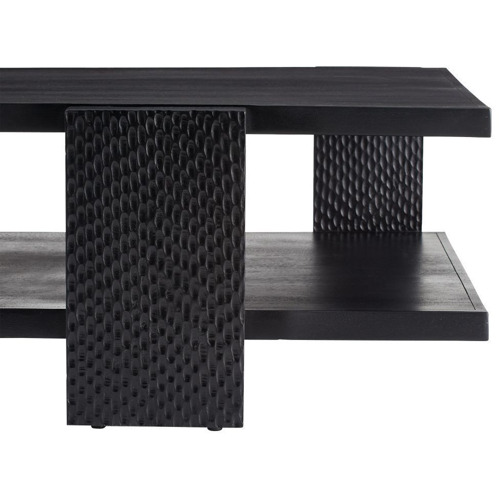 Aiden 55 X 16.5 inch Handcarved Soft Black Waxed Cocktail Table