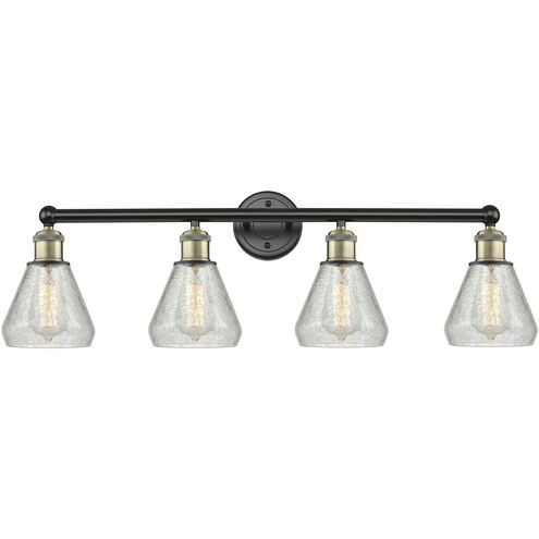 Conesus 4 Light 33 inch Black Antique Brass and Clear Crackle Bath Vanity Light Wall Light