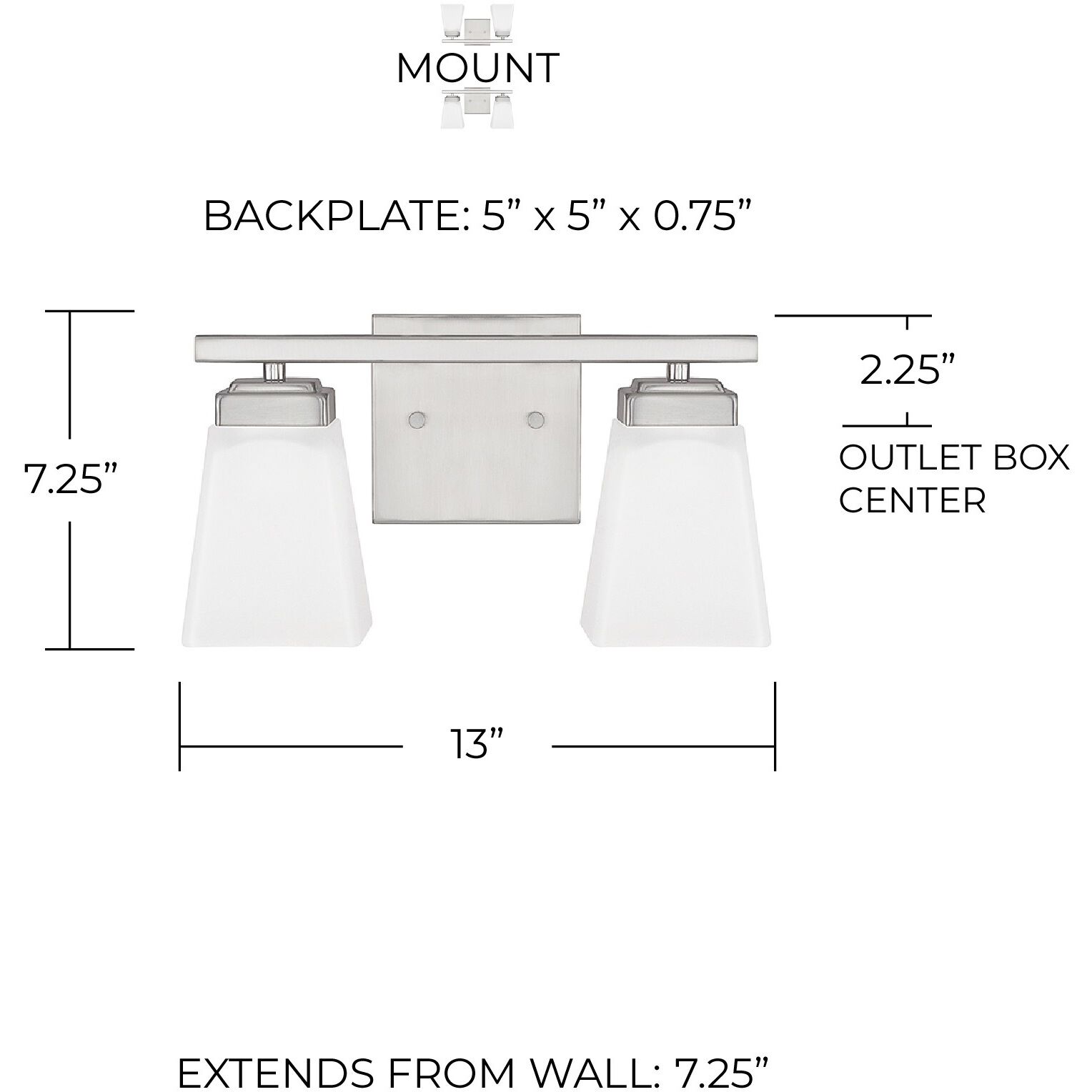 Baxley 2 Light 13 inch Brushed Nickel Vanity Light Wall Light