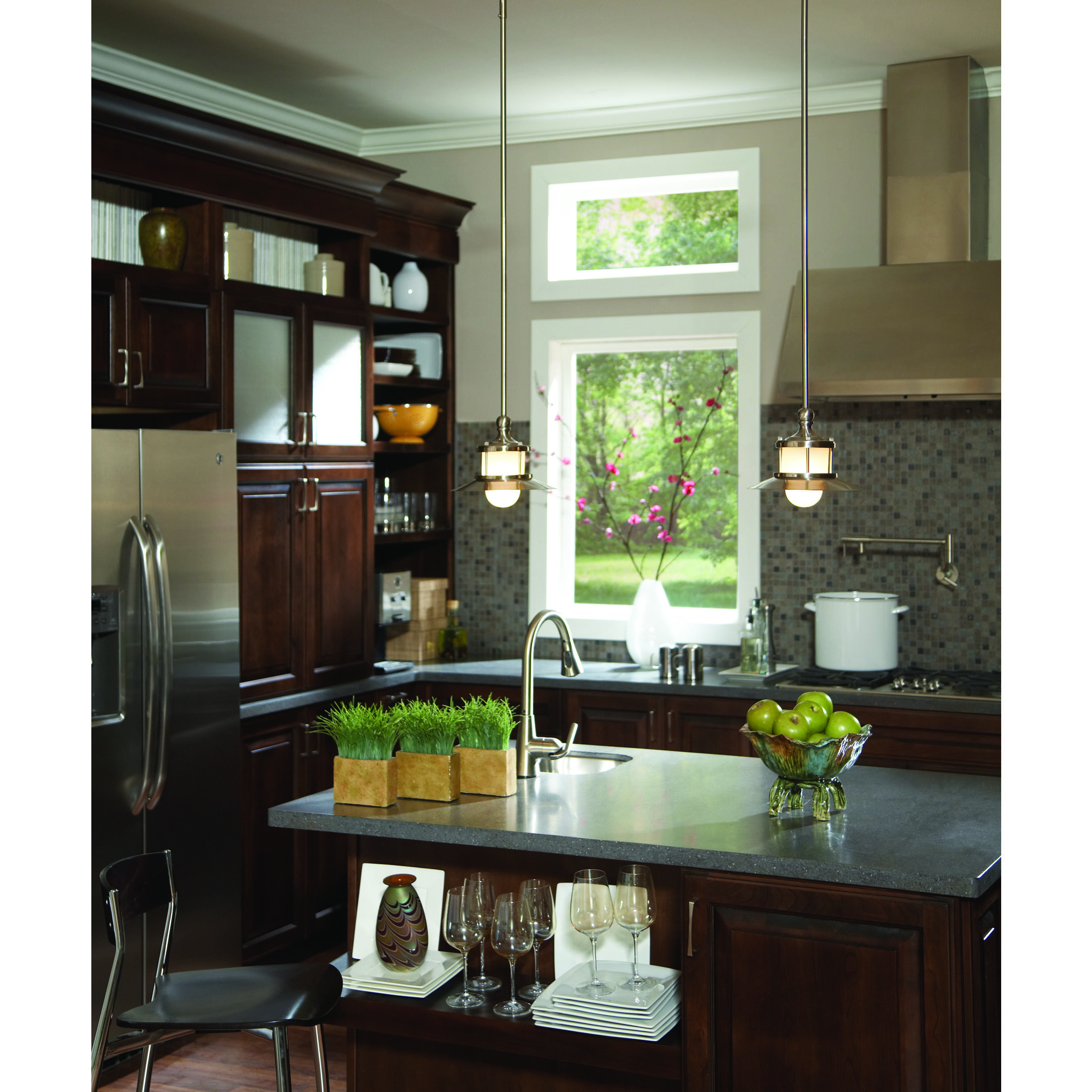 New England 1 Light 10 inch Brushed Nickel Mini Pendant Ceiling Light