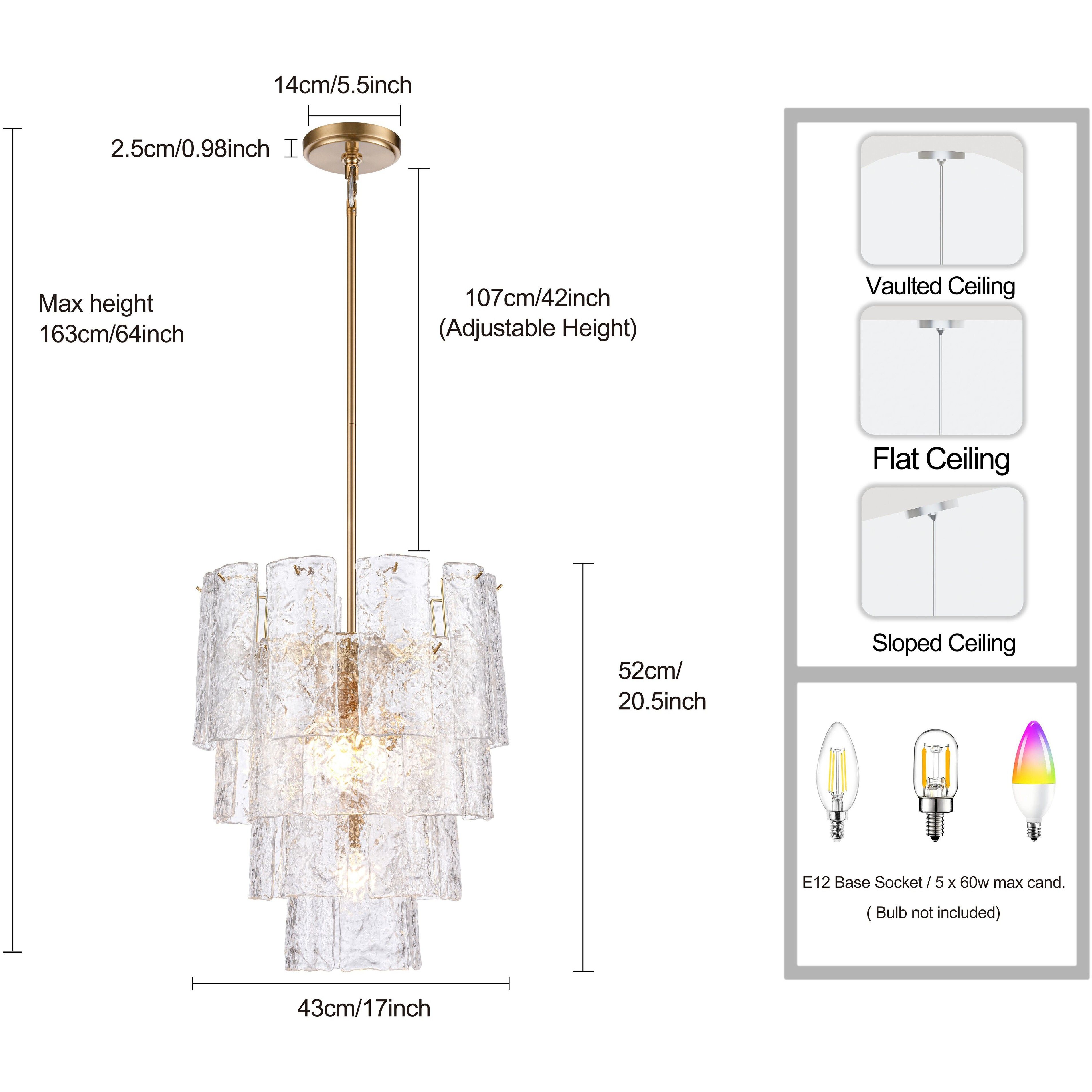 Fire and Ice 5 Light 16.75 inch Lacquered Gold Chandelier Ceiling Light in Clear Glass