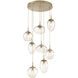 Cosmos LED LED 31.9 inch Gilded Brass Chandelier Ceiling Light in Clear Zircon Inner with Amber Cosmos Outer, 2700K LED, Round Multi-Port