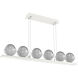Cabochon Linear Chandelier Ceiling Light in 3000K LED, Smoke, Salt White with White Marble, Medium