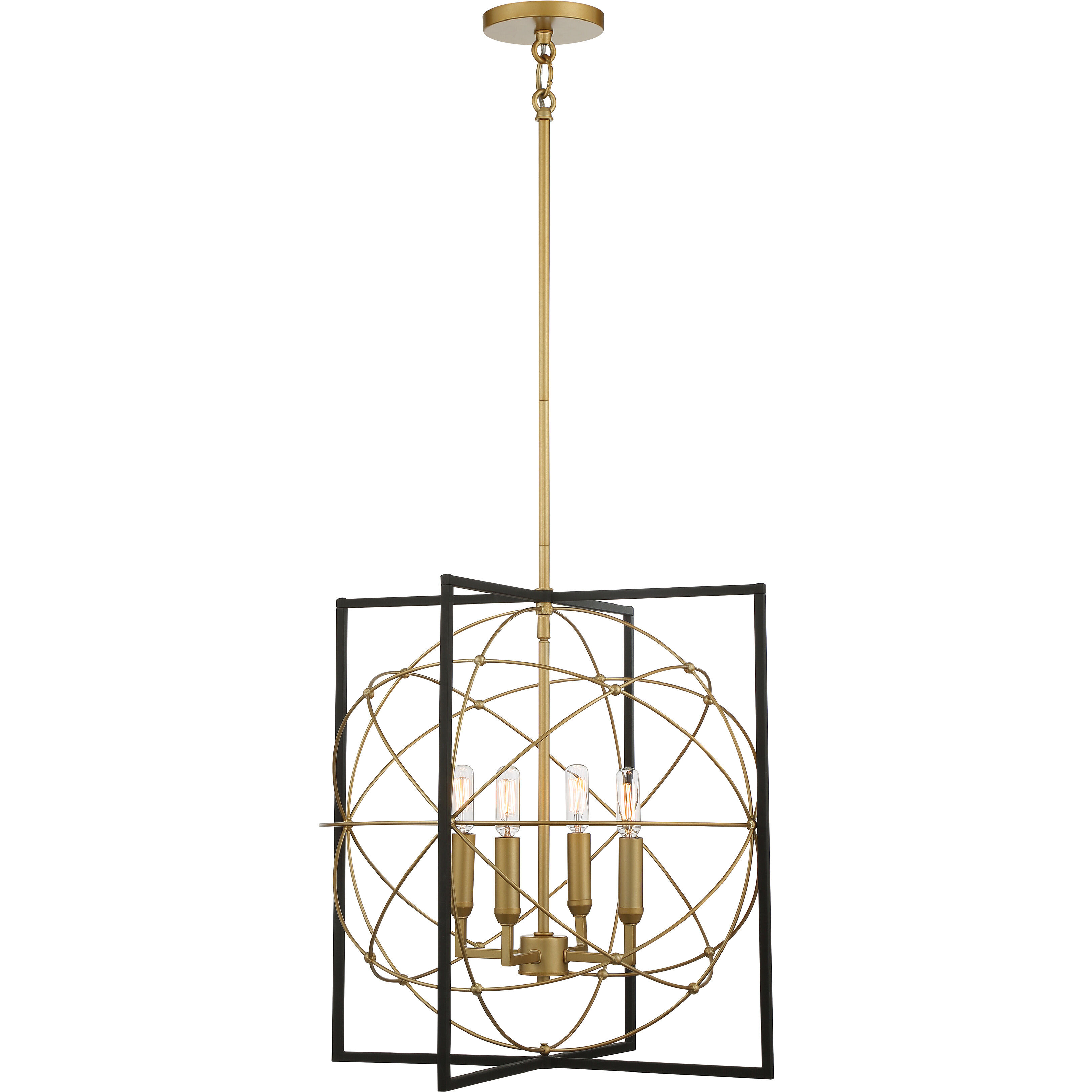 Titans Trace 4 Light 19 inch Sand Coal/Painted Honey Gold Pendant Ceiling Light