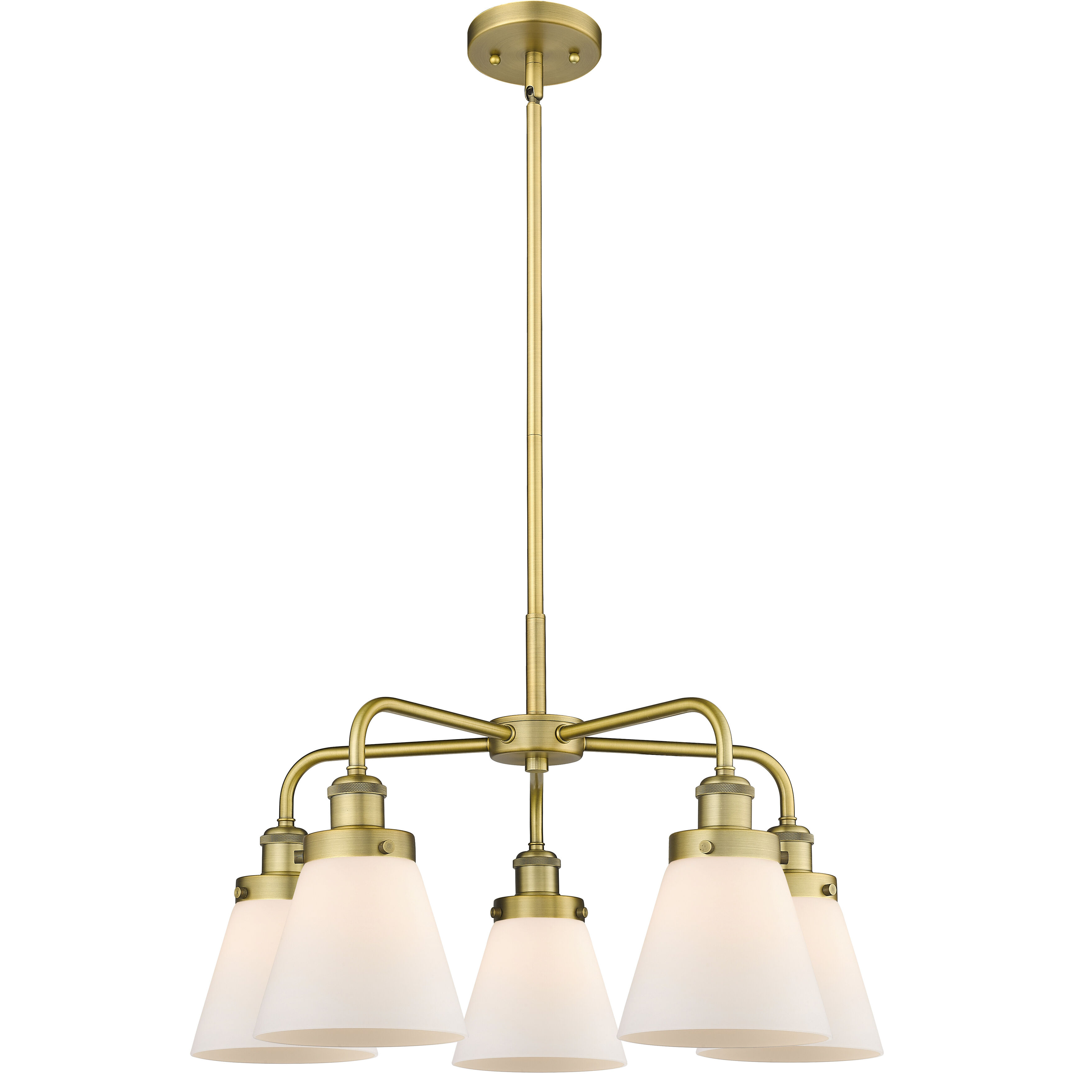 Cone 5 Light 24.25 inch Brushed Brass Chandelier Ceiling Light