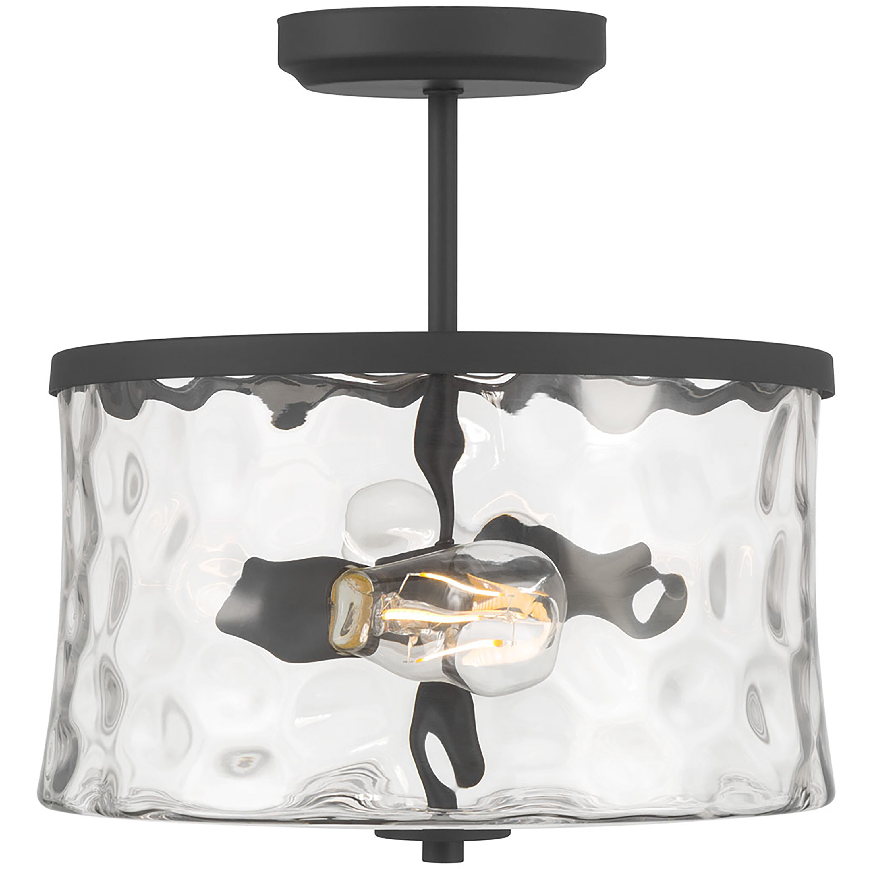 Clarvyn 2 Light 12 inch Matte Black Semi-Flush Mount Ceiling Light