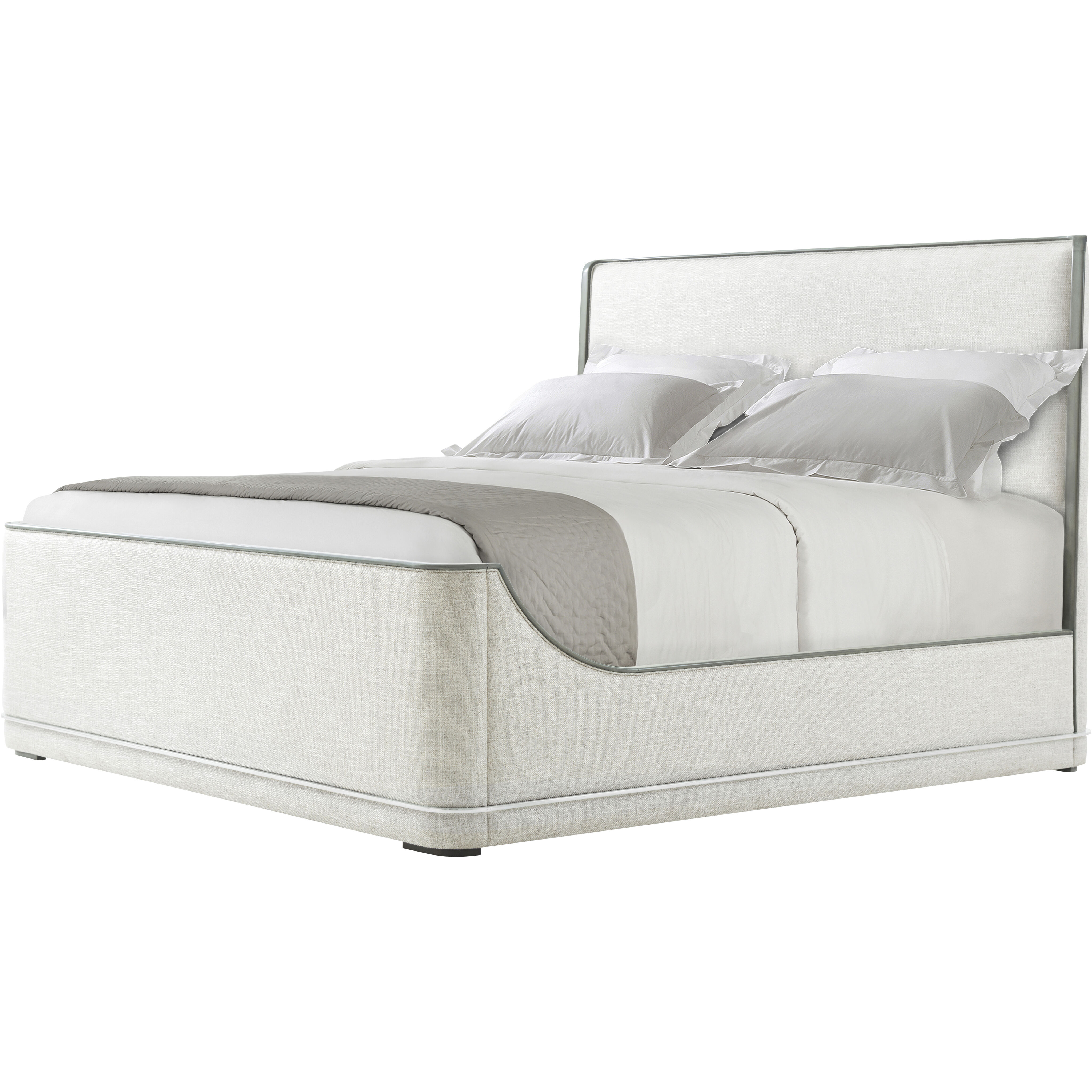 Hudson Pebble Grey California King Bed, Wooden, Upholstered