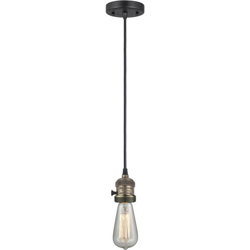 Franklin Restoration Bare Bulb 1 Light 2 inch Black Antique Brass Mini Pendant Ceiling Light in Incandescent