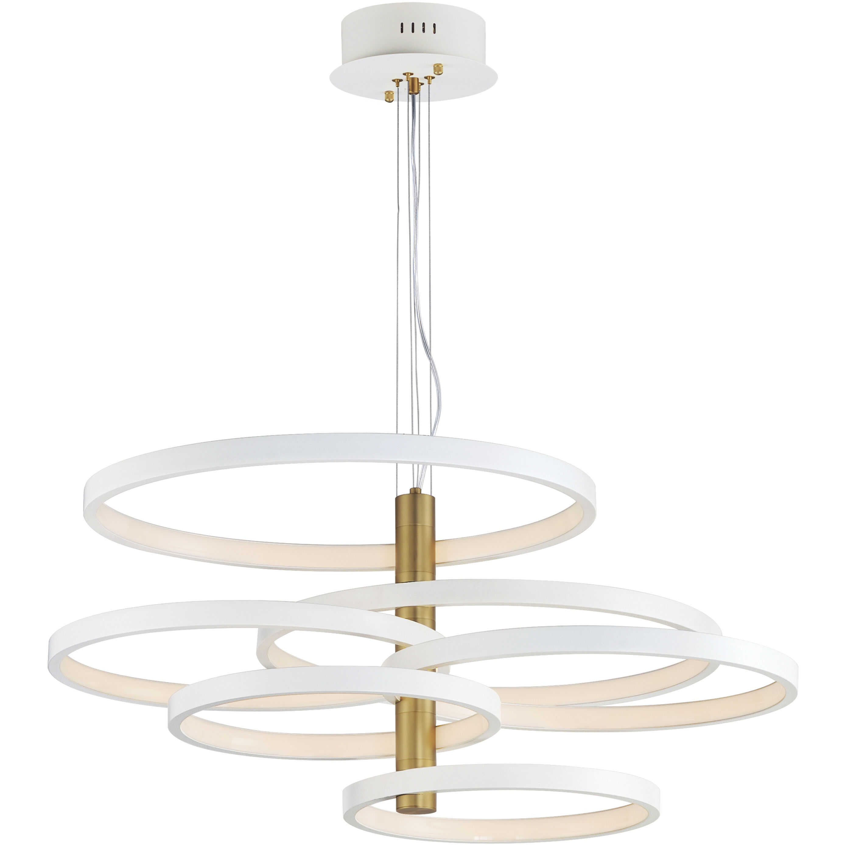 Hoopla LED 37.5 inch White and Gold Single Pendant Ceiling Light in White/Gold