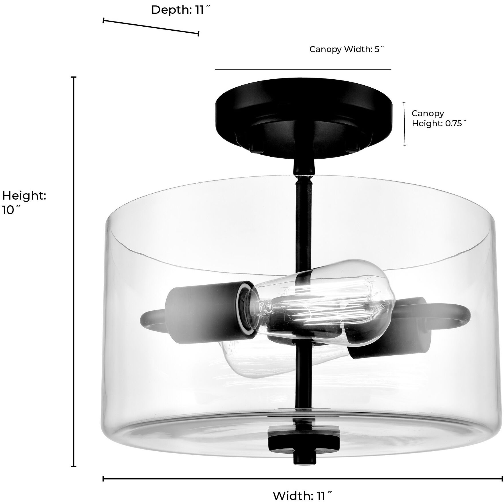 Verlana 2 Light 11 inch Chrome Semi-Flush Mount Ceiling Light