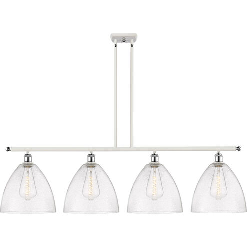 Ballston Ballston Dome 4 Light 50 inch White and Polished Chrome Island Light Ceiling Light in Seedy Glass