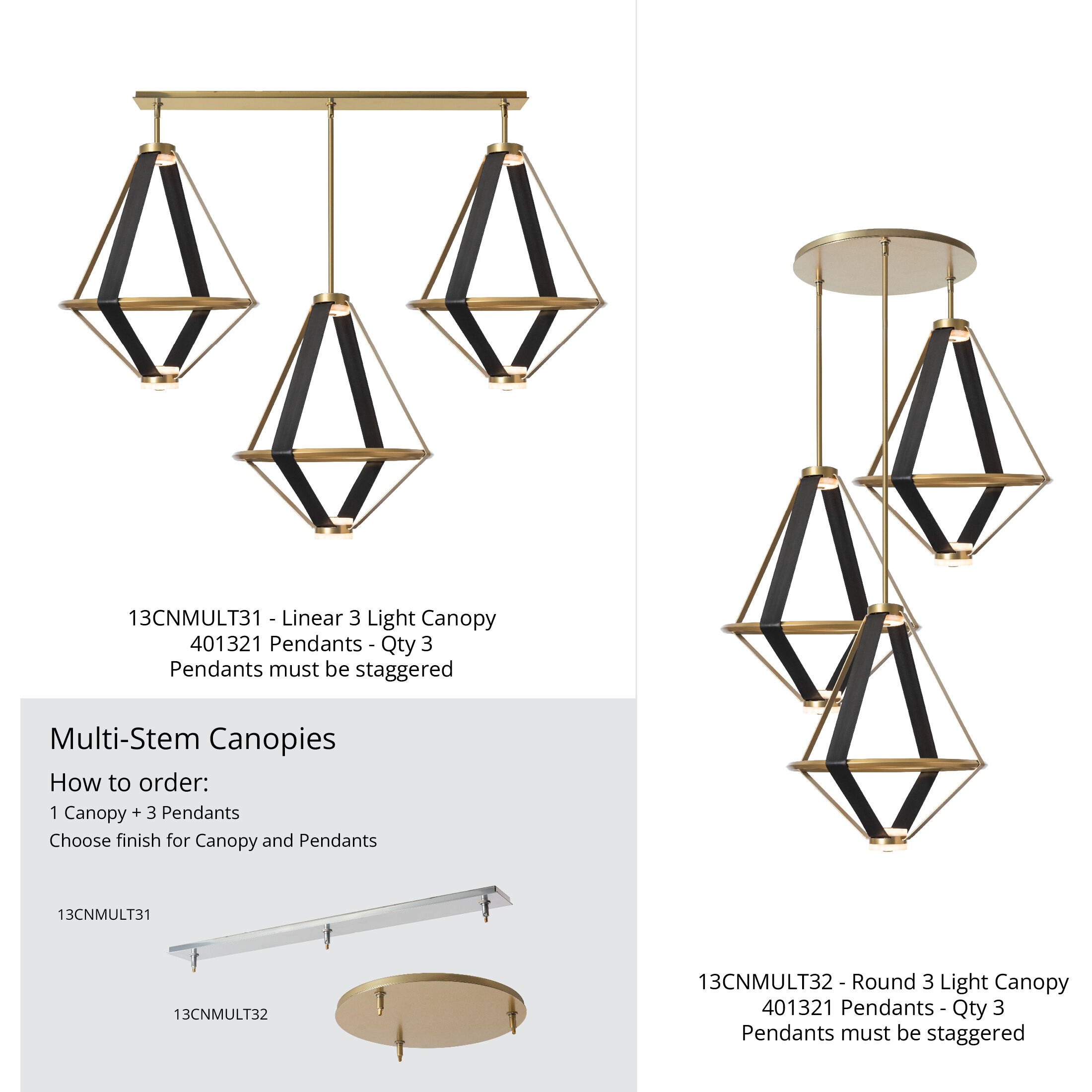 Art & Alchemy Aspen LED 22.5 inch Modern Brass Pendant Ceiling Light in Black Leather with Alabaster