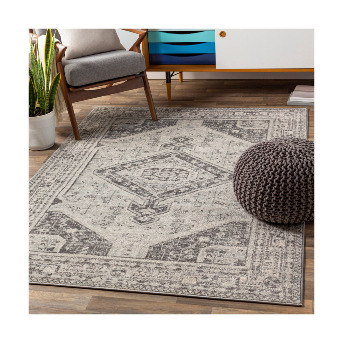 Pia 87 X 63 inch Light Gray/Medium Gray/Khaki Rugs