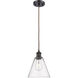 Ballston Cone 1 Light 8 inch Oil Rubbed Bronze Mini Pendant Ceiling Light in Seedy Glass