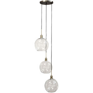 Luca 3 Light 11.75 inch Clear and Nickel Pendant Ceiling Light 