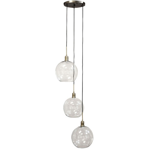 Luca 3 Light 11.75 inch Clear and Nickel Pendant Ceiling Light