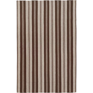 Farmhouse Stripes 66 X 42 inch Khaki, Dark Brown Rug