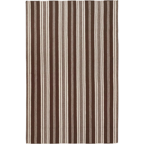 Farmhouse Stripes 132 X 96 inch Khaki, Dark Brown Rug