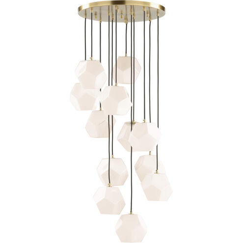 Indicus 12 Light 19.75 inch White/Cream and Gold Chandelier Ceiling Light