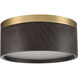 Engel 2 Light 12 inch Satin Brass Flush Mount Ceiling Light in Ebony