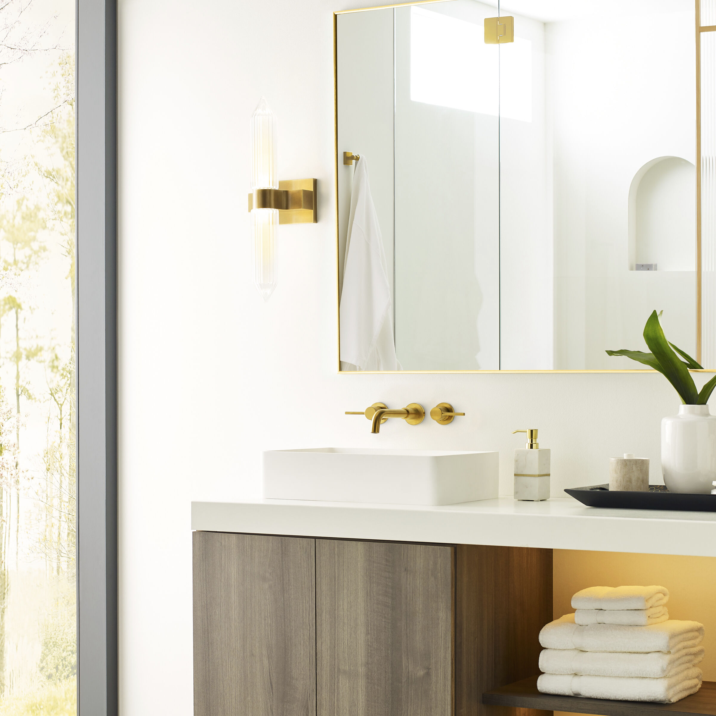 Avroko Langston LED 3.9 inch Plated Brass ADA Wall Sconce Wall Light in 120V, Integrated LED