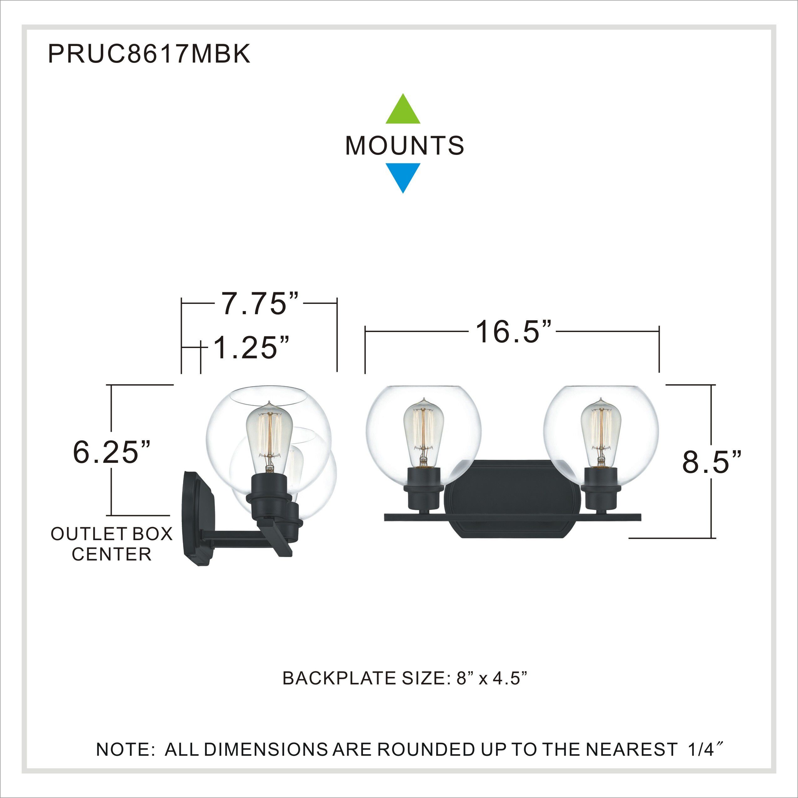 Pruitt 2 Light 16.5 inch Matte Black Bath Light Wall Light in Clear Glass