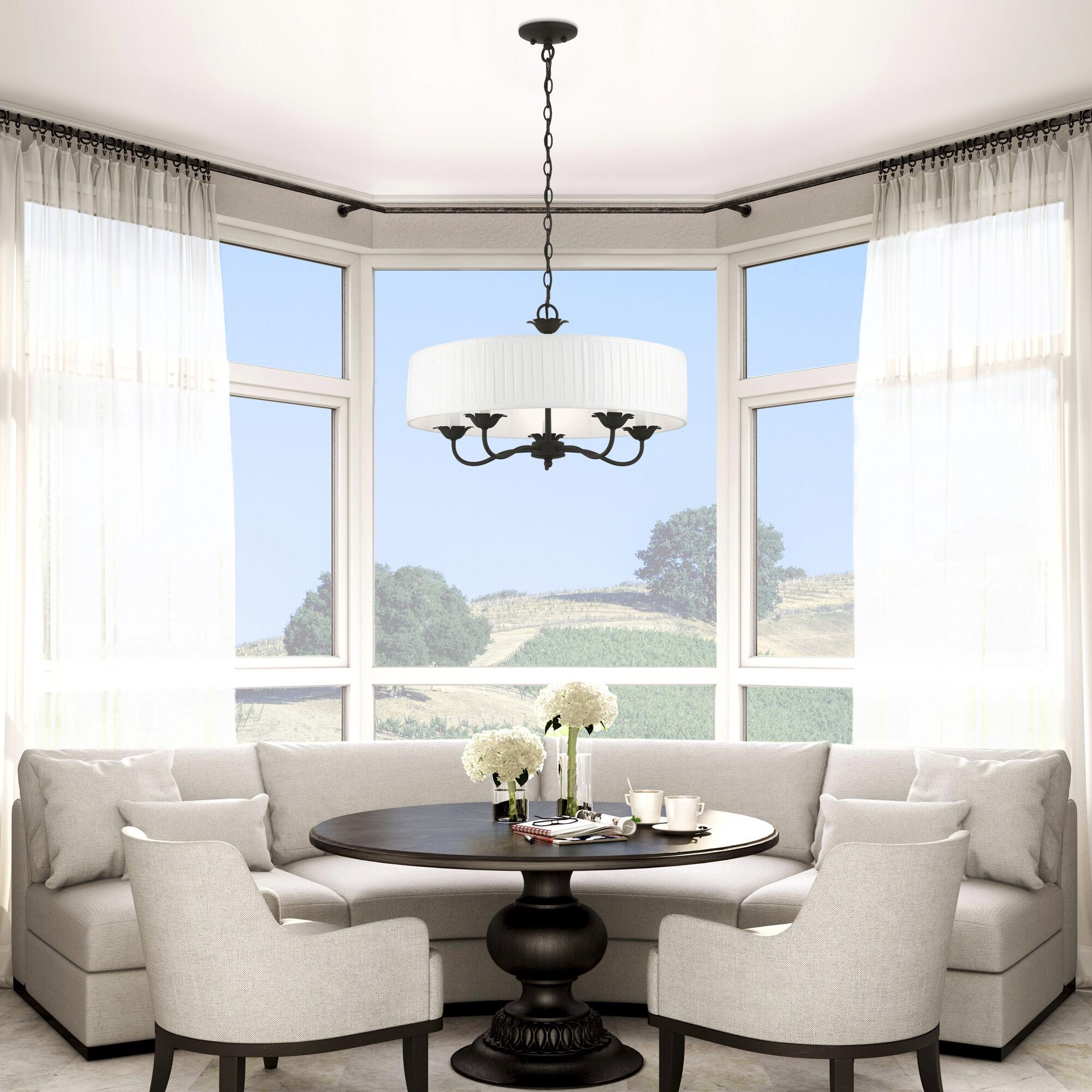 Edinburgh 5 Light 23 inch Black Pendant Chandelier Ceiling Light