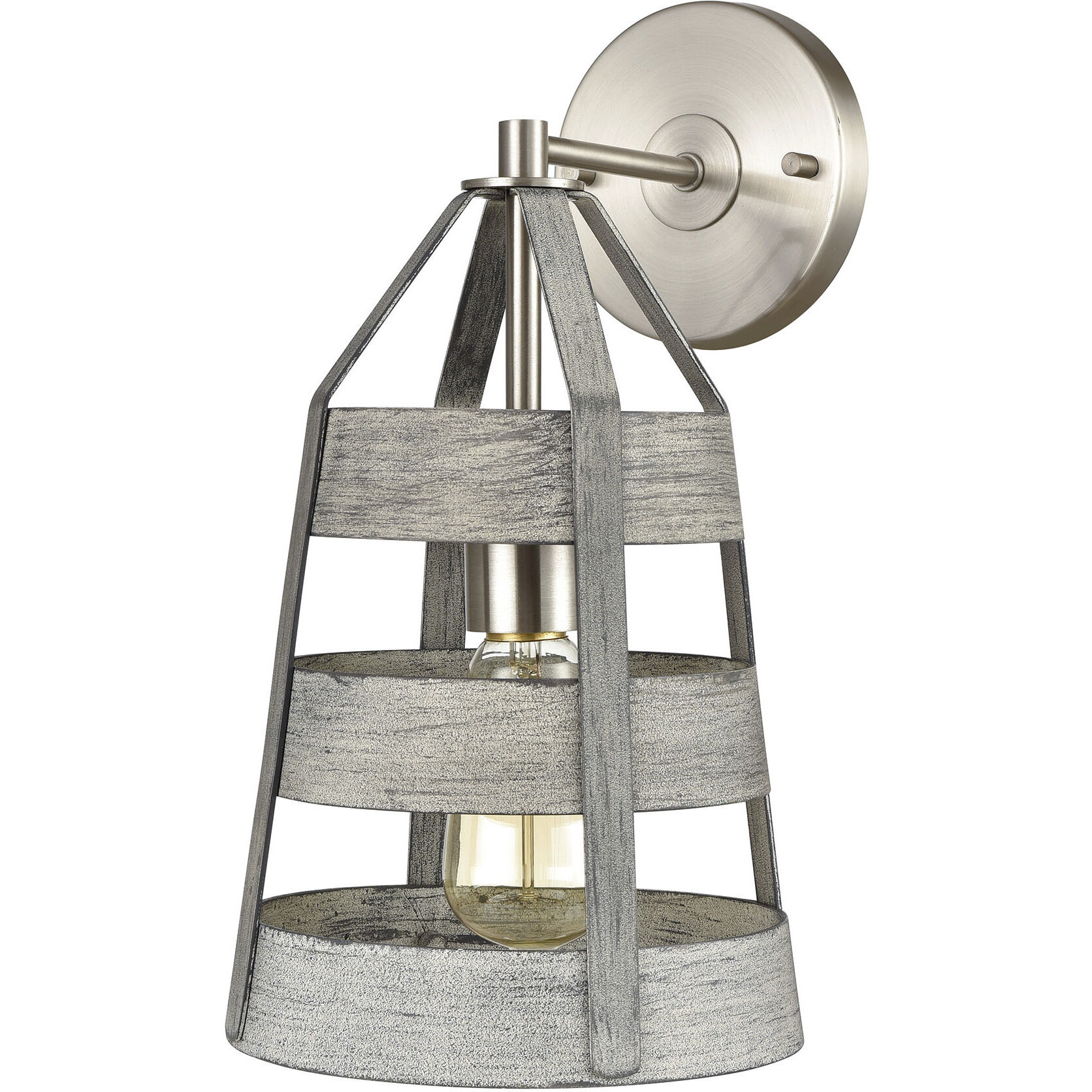 Brigantine Sconce Wall Light in Weathered Driftwood and Satin Nickel