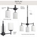 Replay 3 Light 17 inch Black Chandelier Ceiling Light