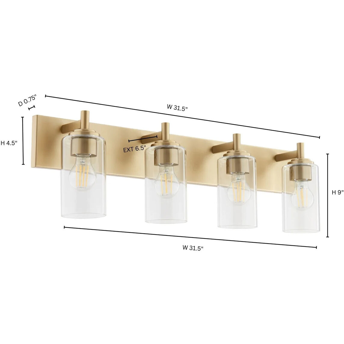Fallstaff 4 Light 31.5 inch Aged Brass Vanity Light Wall Light