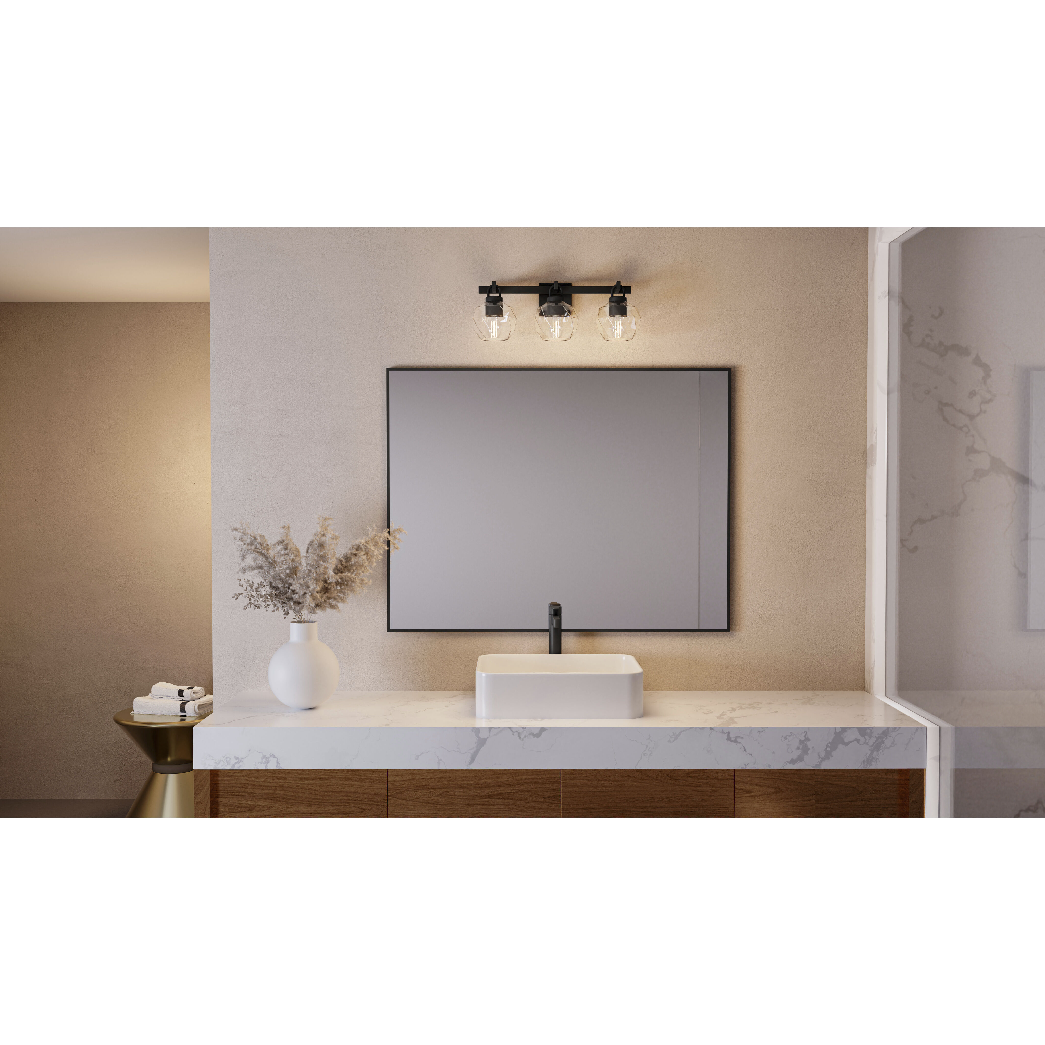 Celina 3 Light 24 inch Matte Black Bath Light Wall Light, Large