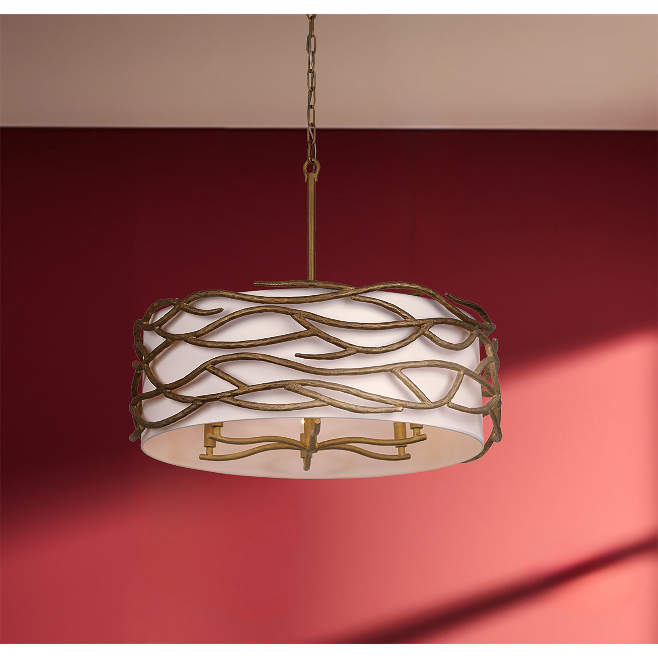 Branch Reality 6 Light 28 inch Textured Ashen Gold Pendant Ceiling Light