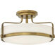 Harper 3 Light 18 inch Heritage Brass Indoor Semi-Flush Mount Ceiling Light in White