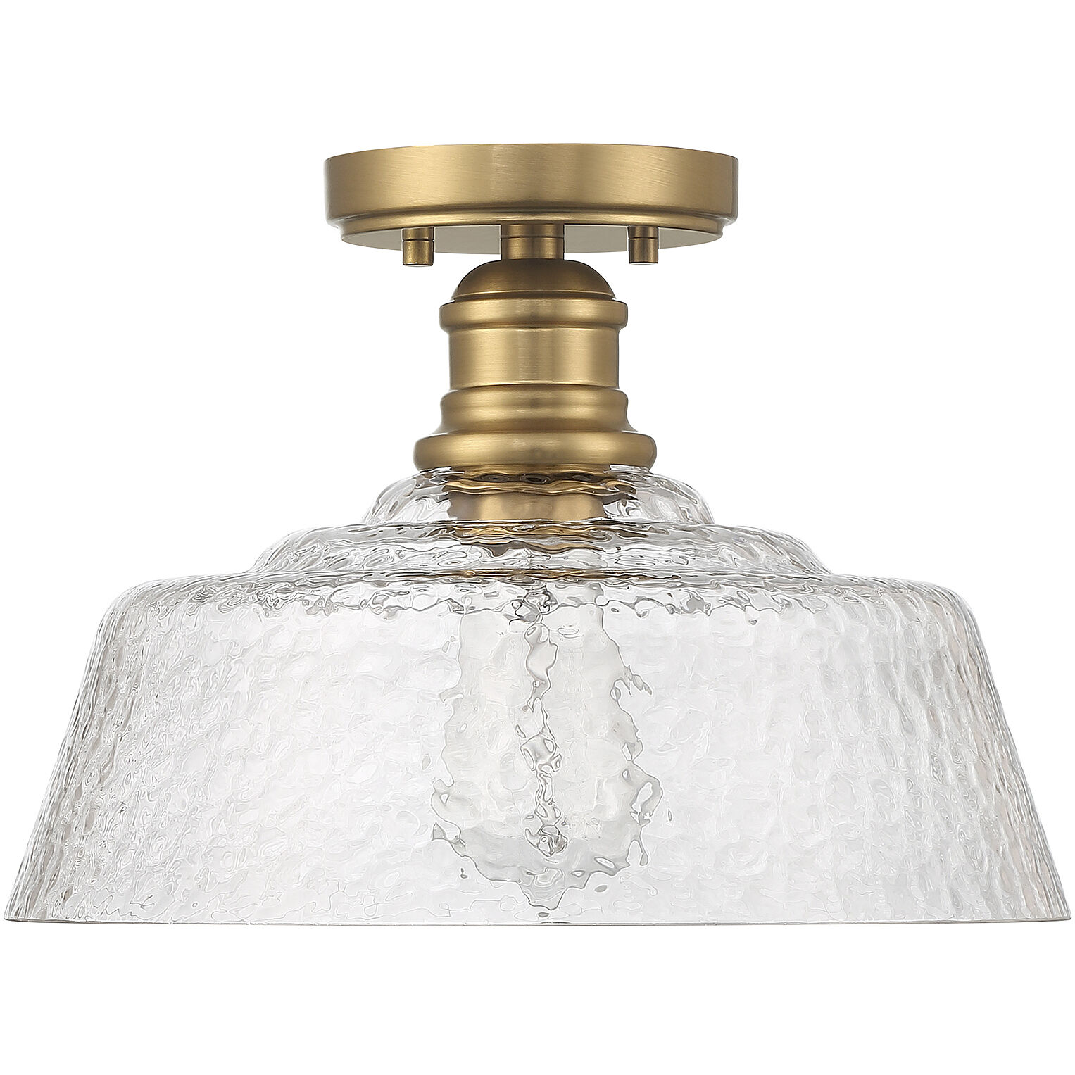 Vintage 1 Light 13 inch Natural Brass Semi-Flush Ceiling Light