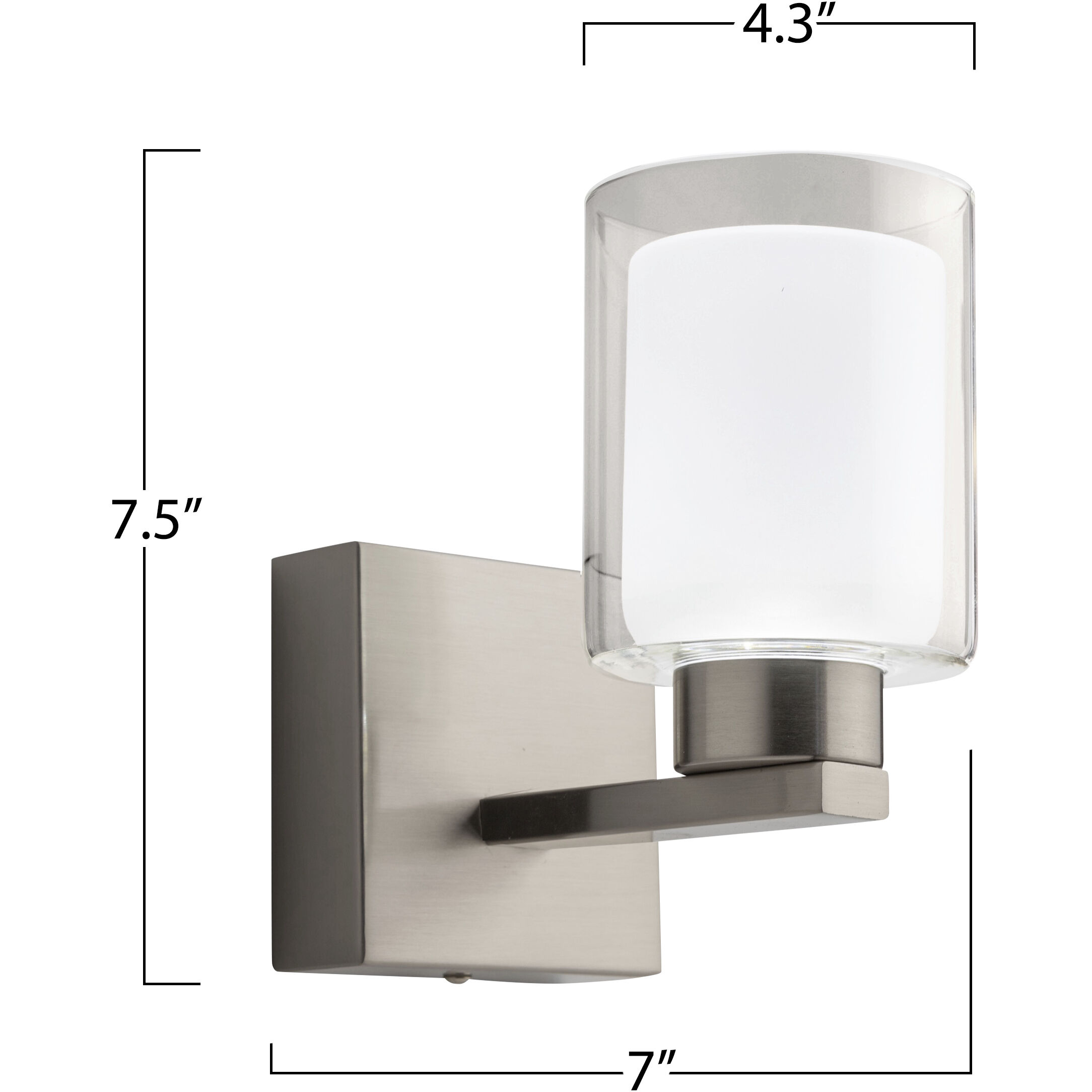 Saville LED 7 inch Brushed Nickel Bathroom Sconce Wall Light