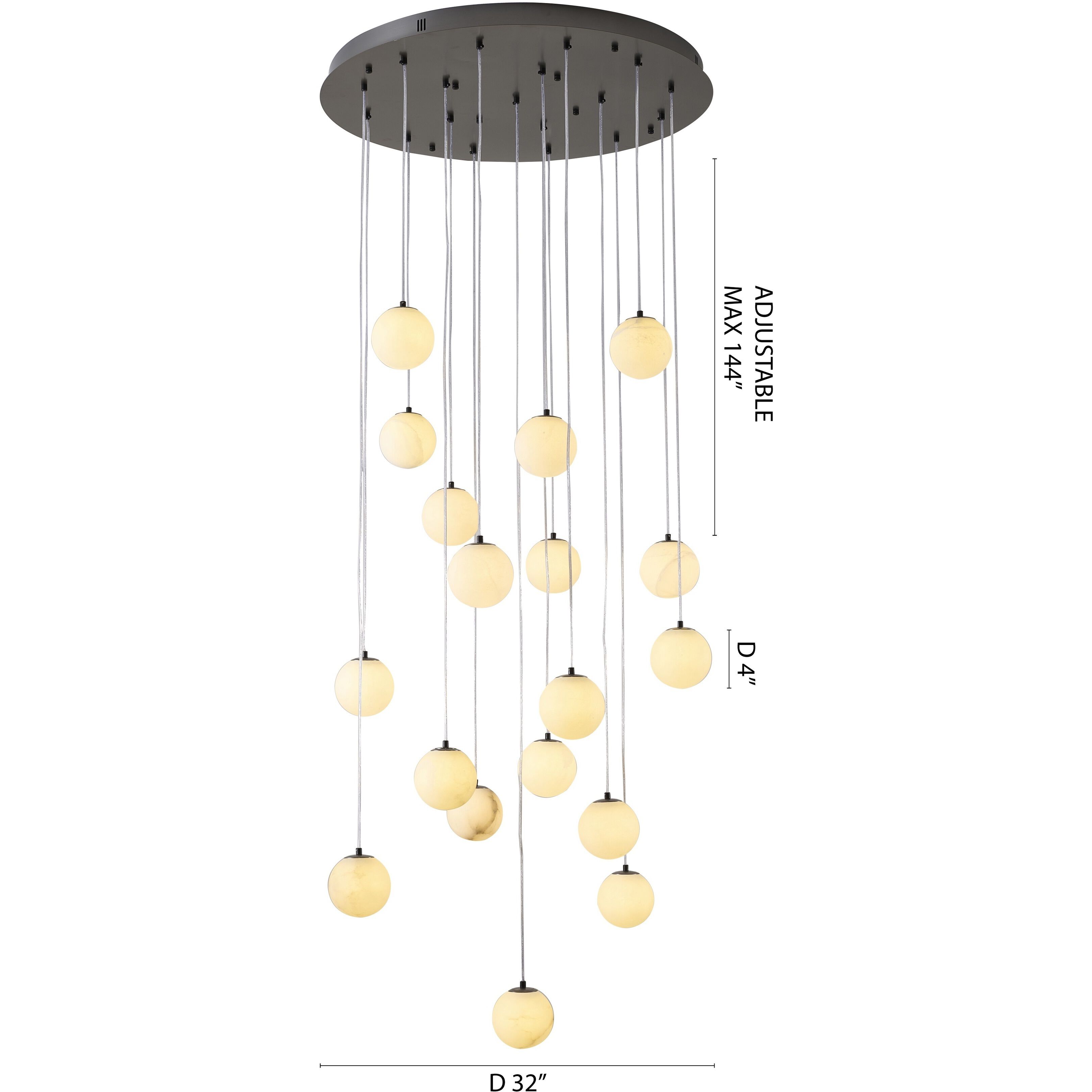 WHP Series 18 Light 32 inch Black Chandelier Ceiling Light