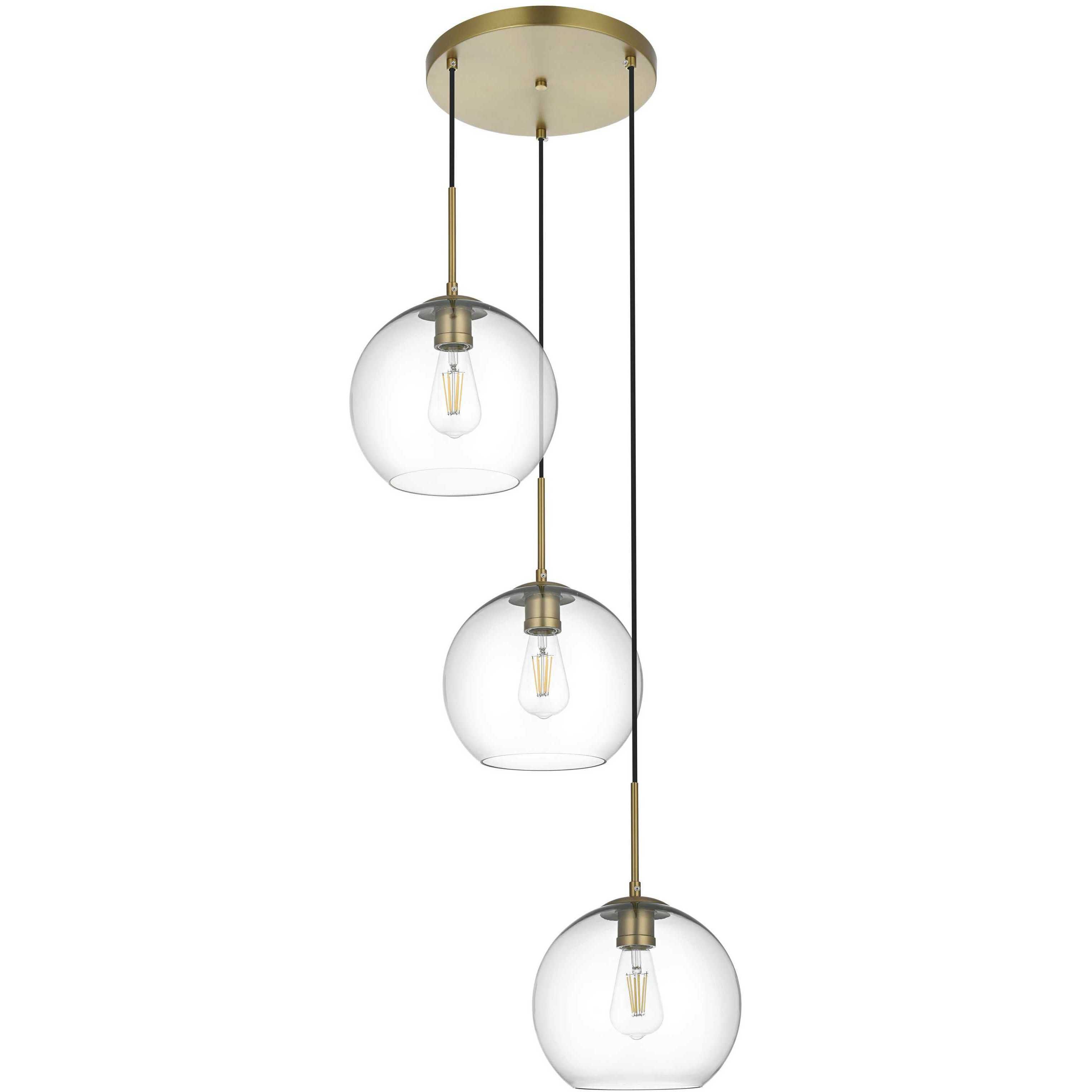 Baxter 3 Light 20 inch Satin Gold Pendant Ceiling Light