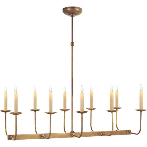 Chapman & Myers Linear Branched 10 Light 35 inch Hand-Rubbed Antique Brass Linear Chandelier Ceiling Light in (None)