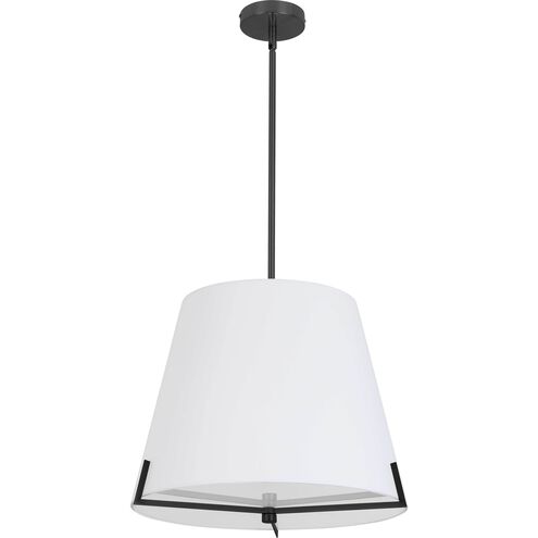 Preston 4 Light 19.25 inch Matte Black with White Pendant Ceiling Light